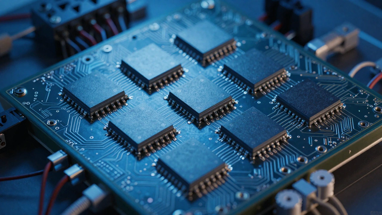 Close-up of Google Willow Quantum Chip superconducting qubits grid