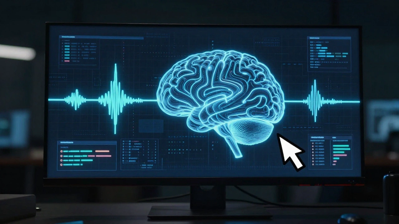Brain computer interface controlling computer cursor with neural signals visualization