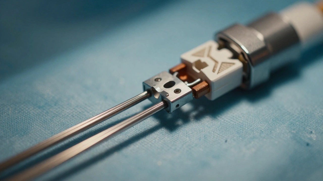 Detailed view of Neuralink N1 flexible threads and electrodes hardware