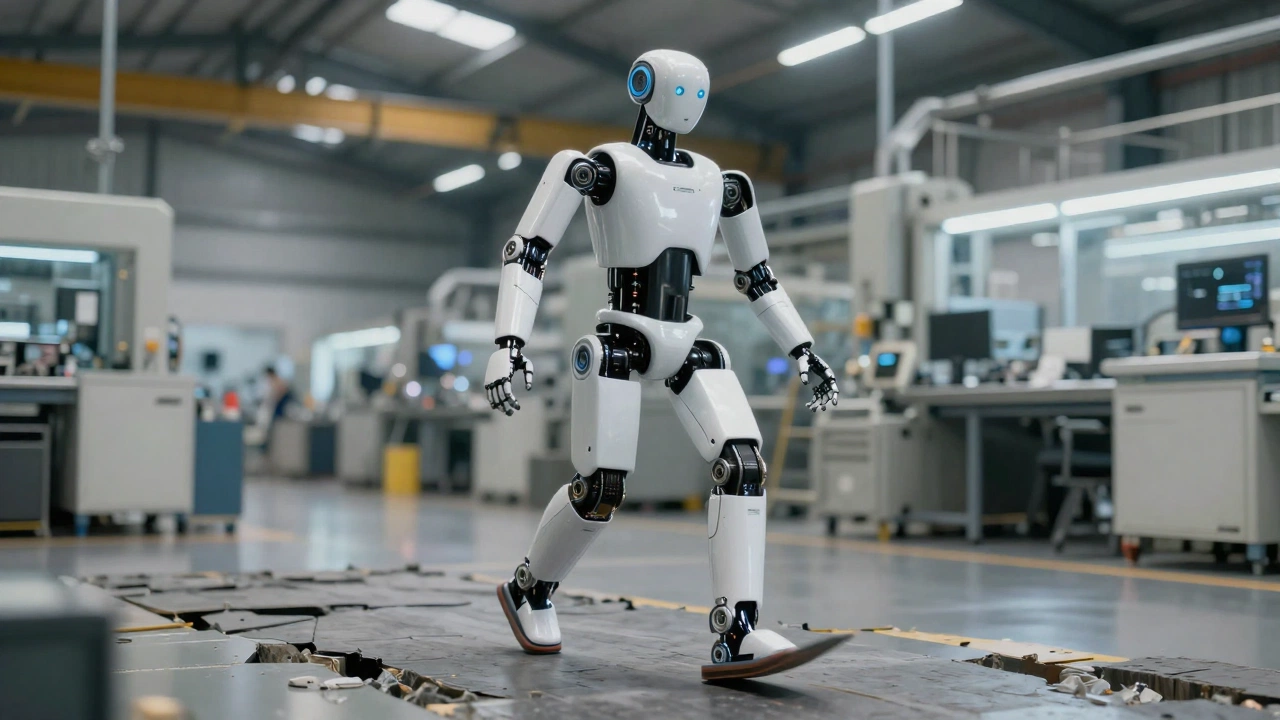 Optimus Gen 3 walking with balance on factory floor