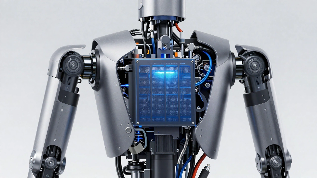 Internal components of Tesla Optimus robot AI and battery