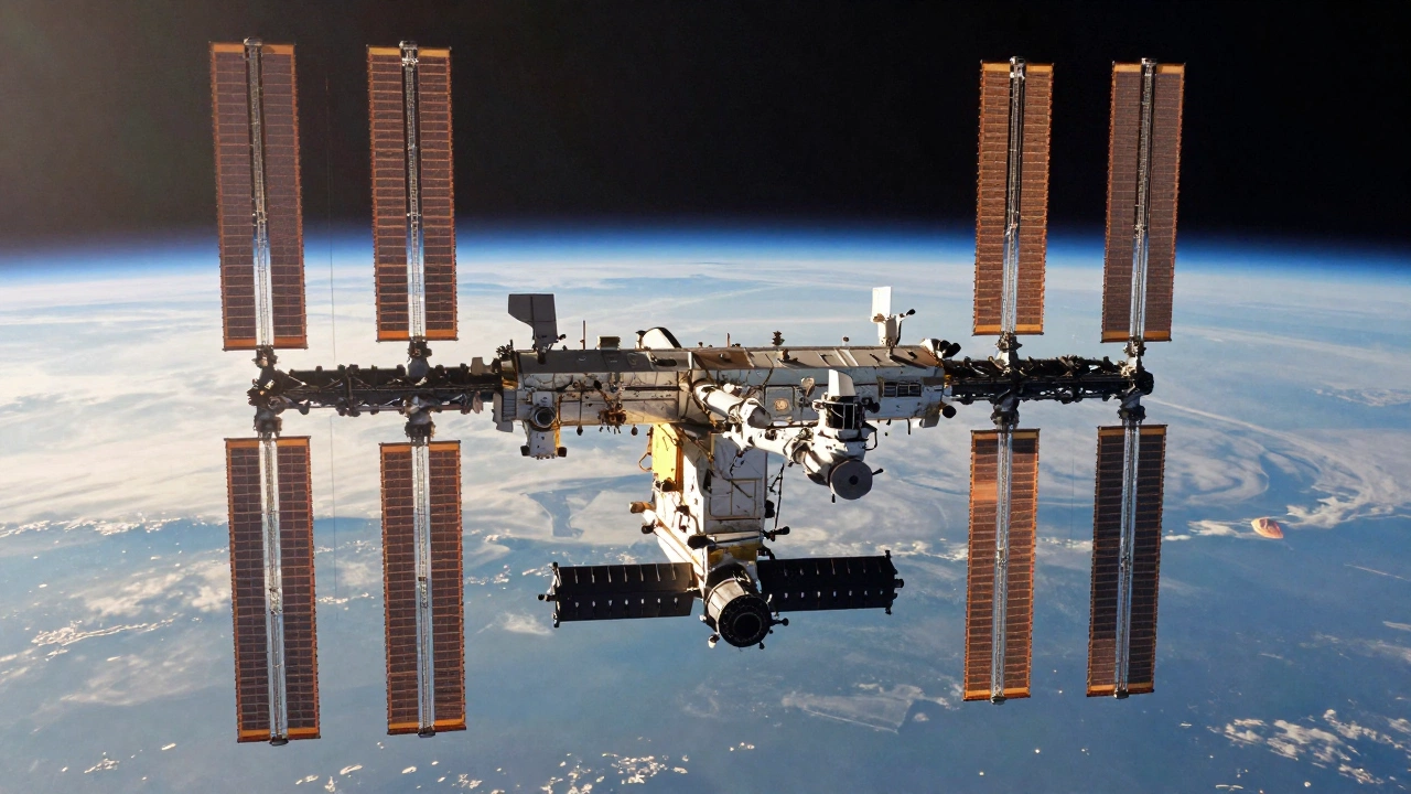 Tiangong Space Station in Low Earth Orbit with Earth Background