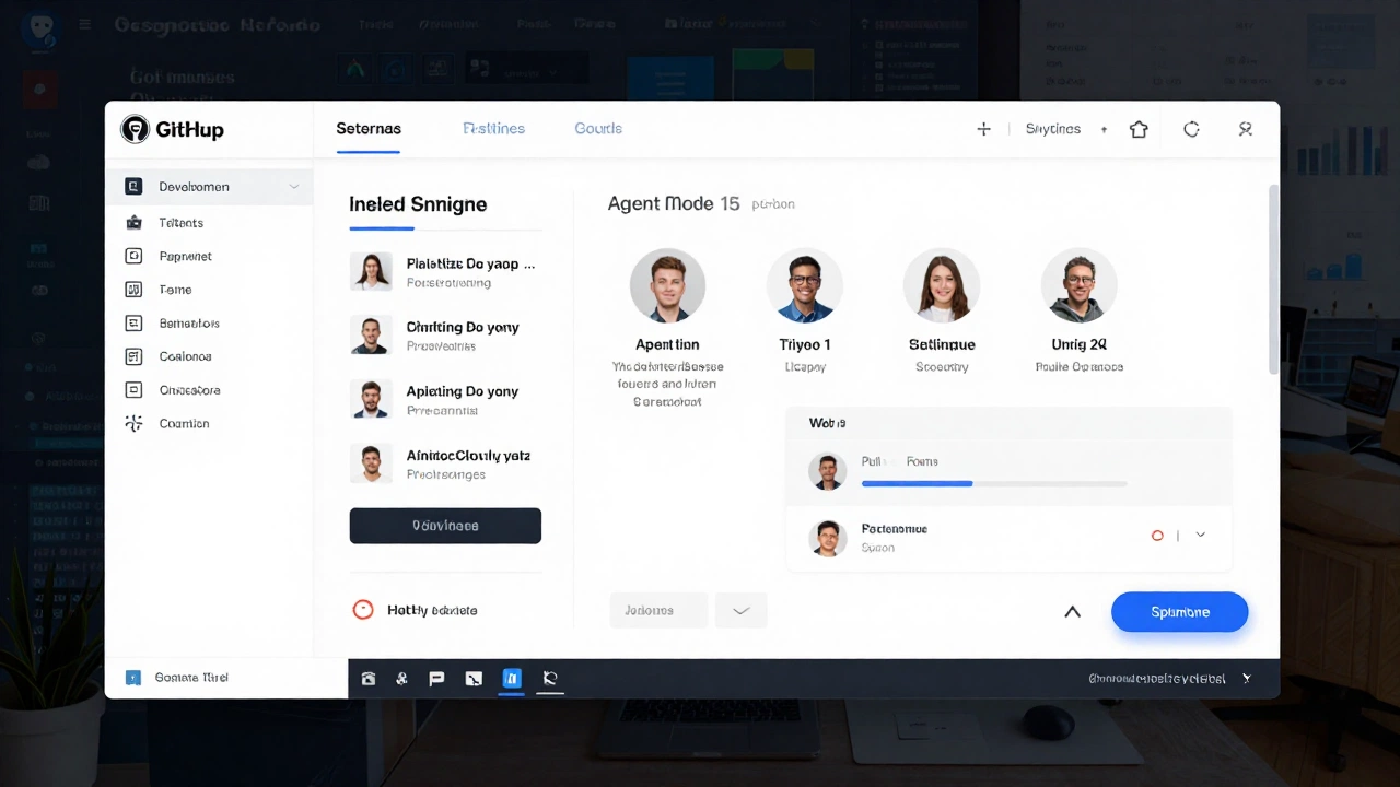 GitHub Copilot inline suggestions and agent mode interface